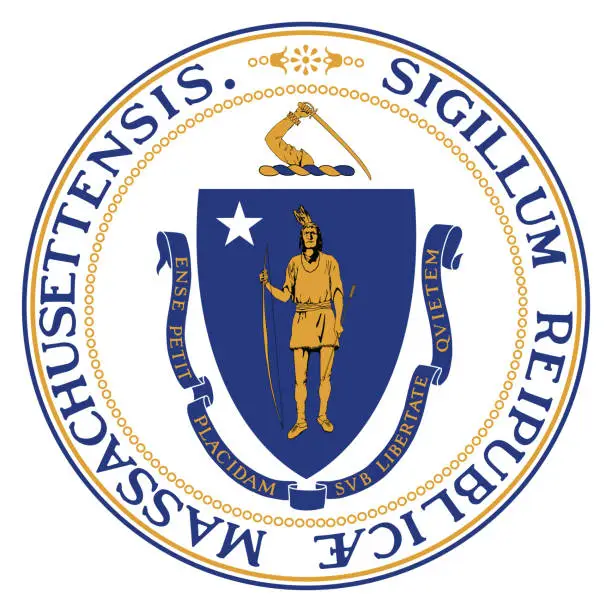 Vector illustration of Massachusetts state flag.