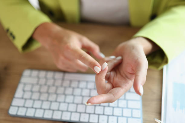 istock Businesswoman working in office counts on fingers 1429010171