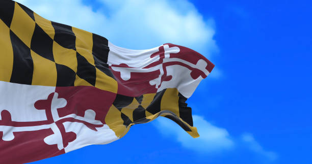 maryland state flag - maryland flag banner us state flag stock-fotos und bilder