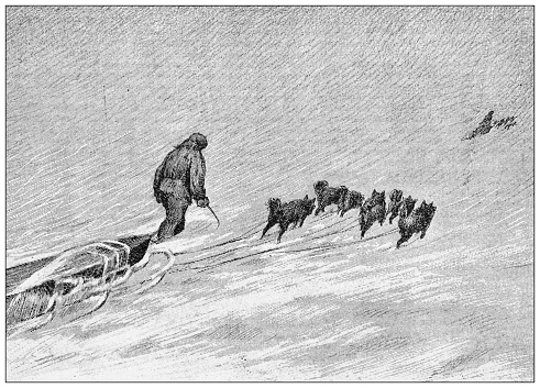 Antique illustration: Fridtjof Nansen North Pole Expedition