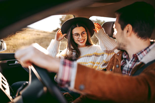 istock Young romantic couple enjoying a road trip together 1429017085