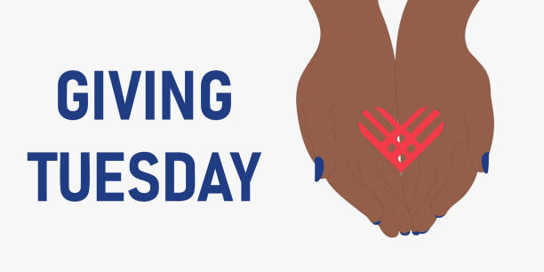 Giving Tuesday banner design Hands holding awereness symbol. Vector illustration giving tuesday stock illustrations