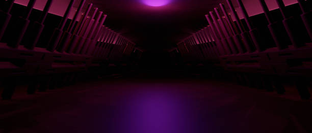 istock Technology Abstract Future Light Shapes On Black Background And Reflective Concrete With Empty Space For Text Creative Violet Banner Background Wallpaper 3D Illustration 1429021574