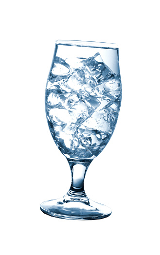 Wet transparent glass with ice isolated