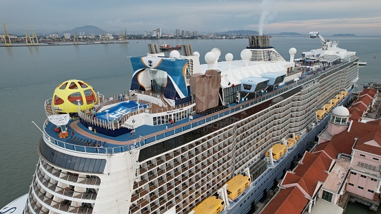 Georgetown, Penang - September 20, 2022: The Swettenham Cruise Ship Terminal with Some Cruise Ships Docking