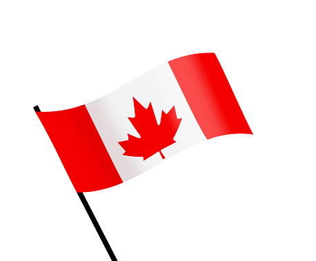 waving flag of Canada isolated on white background