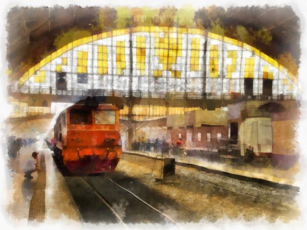 istock Thai train watercolor style illustration impressionist painting. 1429029981