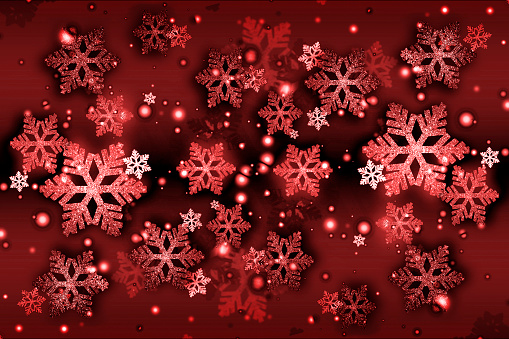 Beautiful snowflake Christmas on a dark burgundy background. Luxury festive greeting card.