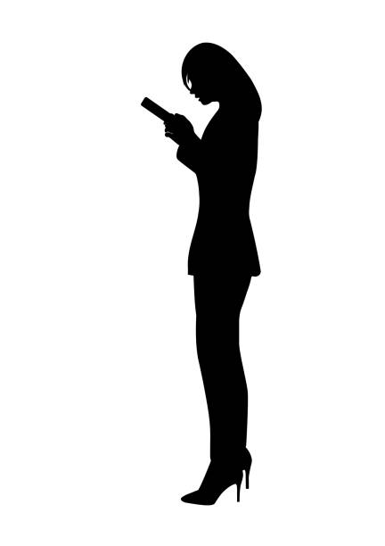 istock graphics silhouette Business woman hold smartphone 1429041908