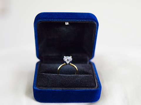 Ring box with diamond ring