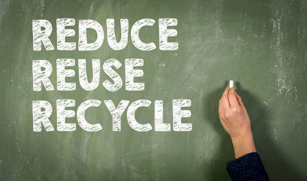 istock Reduce Reuse Recycle. Text on a green chalk board 1429047807