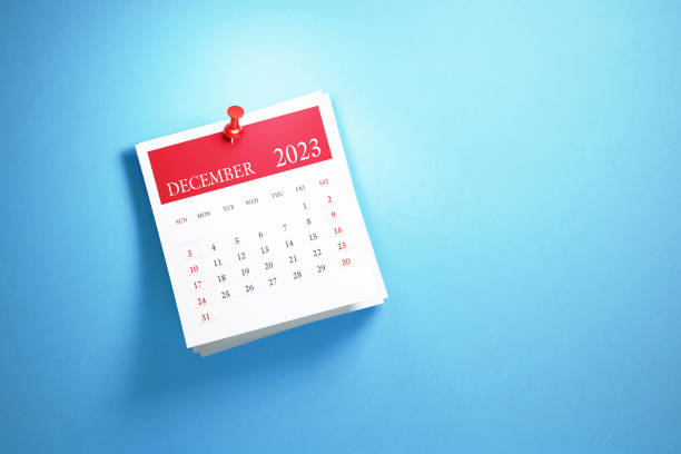 istock Post It December 2023 Calendar On Blue Background 1429049087