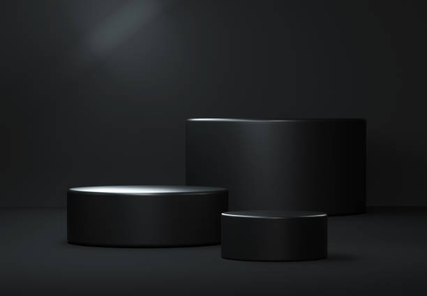 istock Abstract concept black scene mock up glossy podium for products 1429052789