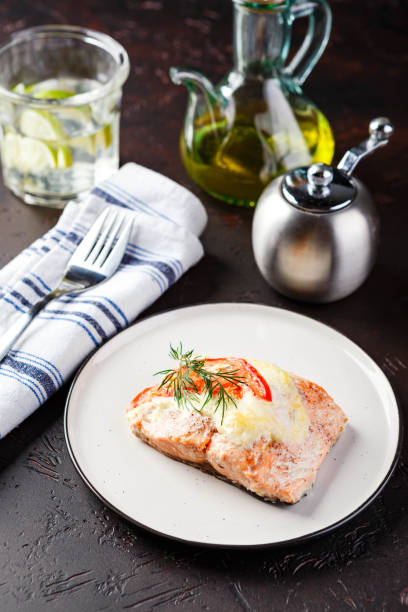 Dinner table with different dishes, set menu for nutritious healthy lunch in restaurant, business lunch
