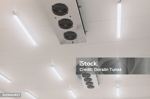 istock Refrigeration chamber for food storage. Installation for the production of ice. 1429063821