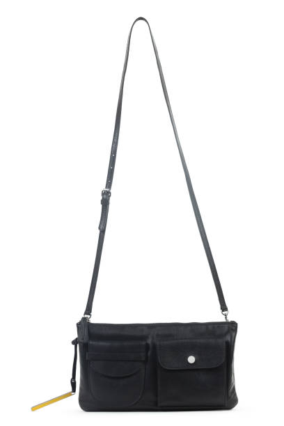 istock Black leather female handbag isolated on white background 1429064674