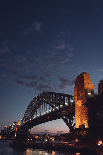 Sydney, NSW, Australia, 09/01/22 : lookout of harbor bridge on the night