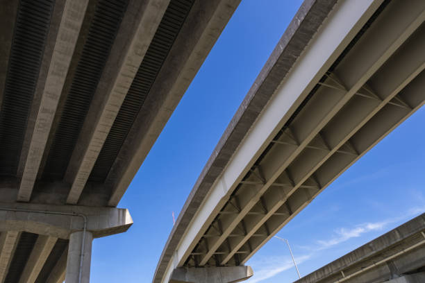 istock View Underneath a Large Bridge Highway on a Sunny Day with Blue Sky 1429073803