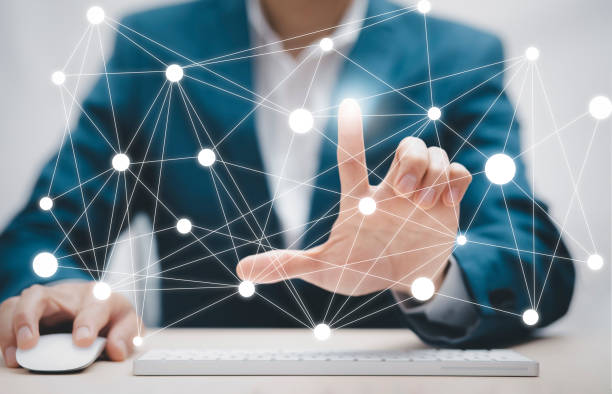 istock Businessman touchscreen on the graph Screen Icon of a media screen, Technology Process System Business with Communication and marketing concept, Team success, HR Human, Business money success. 1429083047