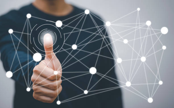 istock Businessman touchscreen on the graph Screen Icon of a media screen, Technology Process System Business with Communication and marketing concept, Team success, HR Human, Business money success. 1429084043