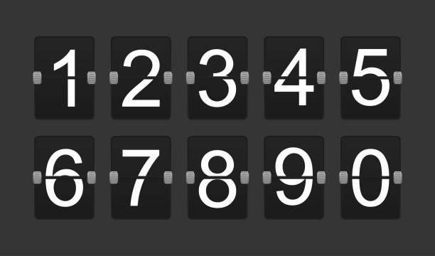 istock Countdown scoreboard numbers.  Mechanical retro airport flipboard. Clicker mockup 1429085125