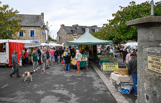 Pléneuf, France, September 13, 2022 - Weekly market of local producers and craftsmen in Pléneuf-Val-André, Brittany