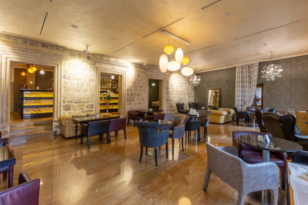 istock Interior of a hotel restaurant with marble floor 1429095168