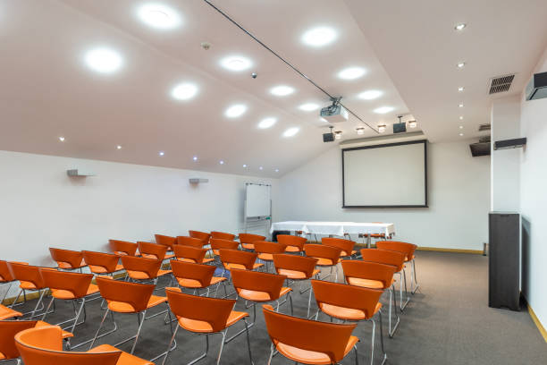 istock Interior of a room for presentations full of chairs 1429096353