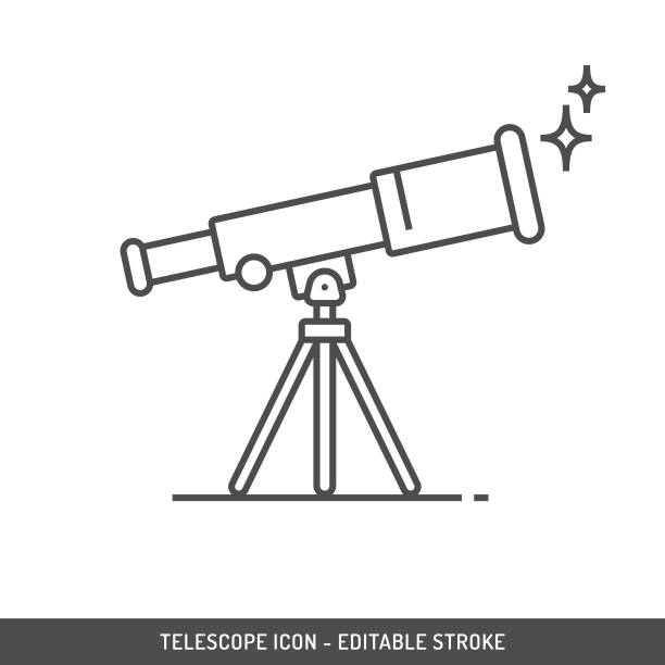 ilustrações de stock, clip art, desenhos animados e ícones de telescope line icon. - telescópio
