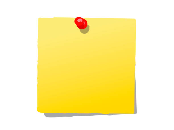 ilustrações de stock, clip art, desenhos animados e ícones de yellow post-it a vector illustration - bulletin board backgrounds thumbtack cork