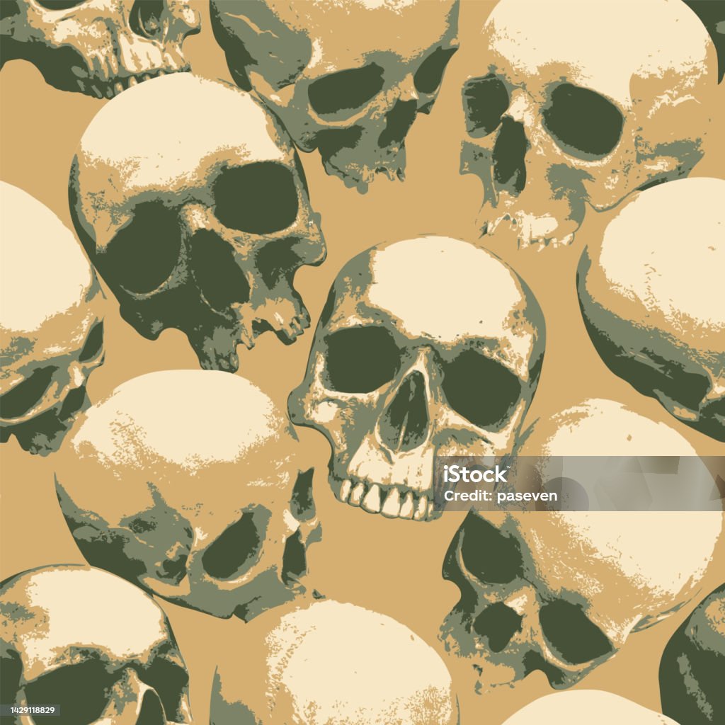 Sinister Pattern Seamless Pattern With Sinister Skulls Stock Illustration - Download ...
