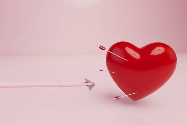 istock love concept. a heart pierced by several arrows on a pastel background. 3d render 1429126215