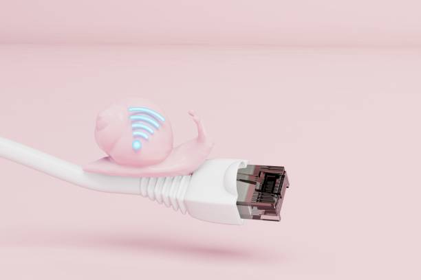 istock slow as a snail wi-fi connection via internet cable. snail with a wifi icon on the cable. 3d render 1429126992