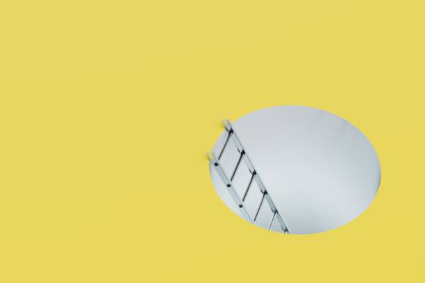 istock a road to nowhere. a staircase leading up to a yellow background. copy paste, copy space. 3D render 1429130484