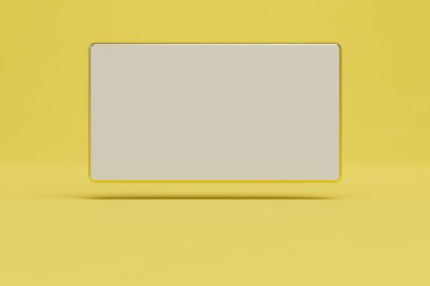 istock A blank white business card on a yellow background with space to place the text. 3D render 1429130697