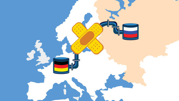 러시아와 독일 사이의 가스 파이프 라인. 메탄, 천연 가스. 러시아와 우크라이나 사이의 갈등. - nord stream stock illustrations