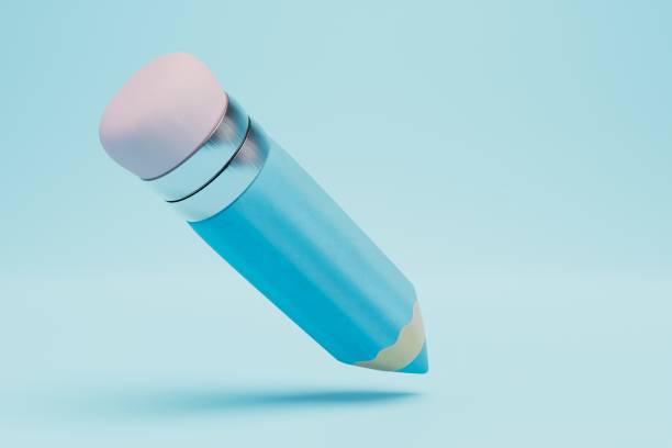 istock drawing with colored pencils. blue pencil on a blue background. 3D render 1429134506