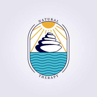 nature balance zen stone logo vector illustration design ocean therapy logo