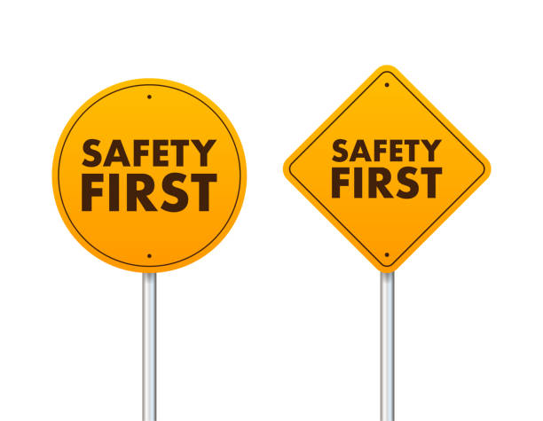 istock Safety First shield sign. Health and safety. Vector stock illustration. 1429137905