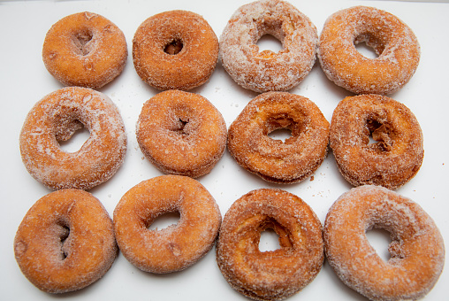 Close up of a variation of apple cider donuts