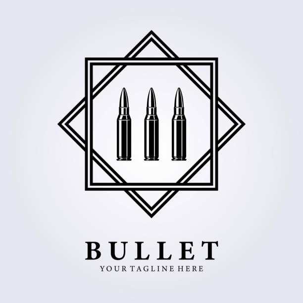 ilustraciones, imágenes clip art, dibujos animados e iconos de stock de bullet badge emblem icon square vector illustration design - gun violence