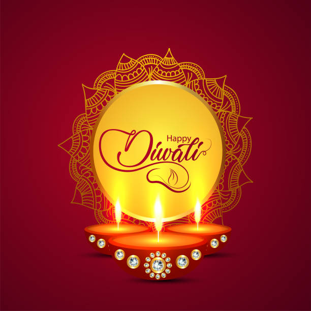 ilustrações de stock, clip art, desenhos animados e ícones de happy diwali indian festival celebration greeting card with creative diwali diya - thaipusam kavadi