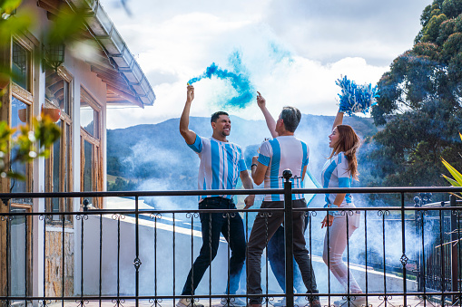 Argentina fans of different ages and ethnicities are celebrating that they won the match in the world cup