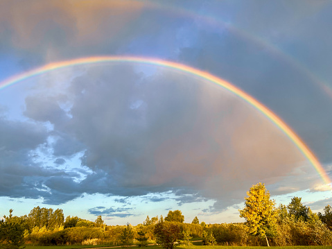 A double rainbow after a September storm in NW Minnesota. Taken on a mobile device.