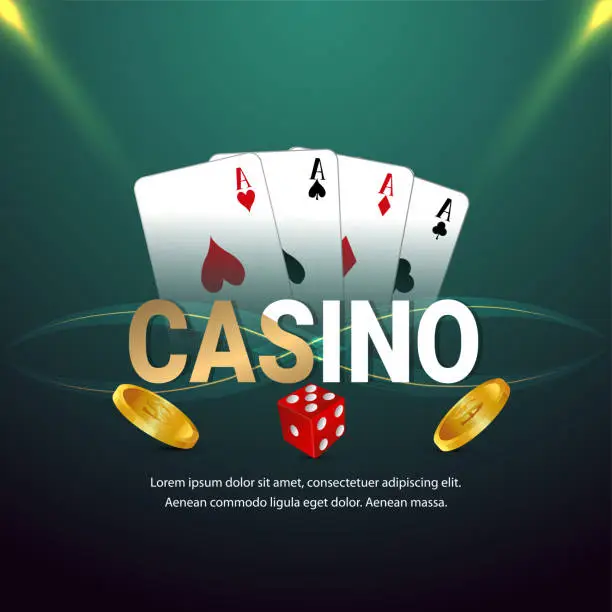 Vector illustration of Casino vip luxury gambling game with chips, cards and dice