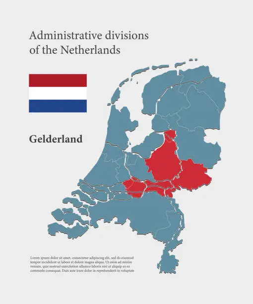 Vector illustration of Vector map Netherlands and district Gelderland