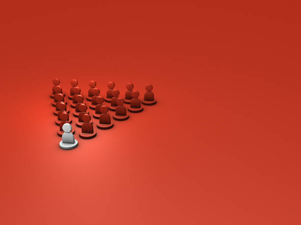 istock A leader who leads everyone in the group. Abstract concept representing leadership and command. hot red background. 3D rendering. 1429221491