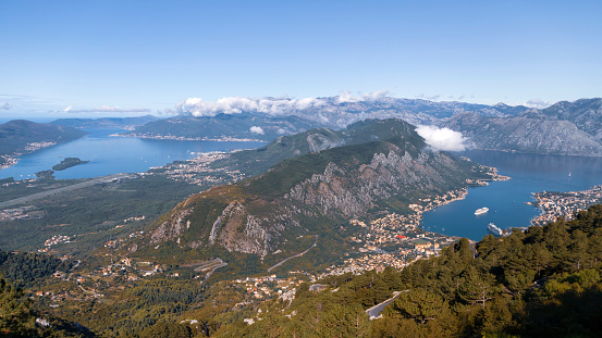 Montenegro, Sep 24, 2019: View from the height of the Bay of Kotor.