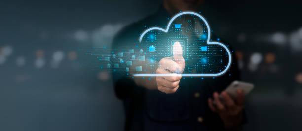 istock Concept of a futuristic corporate network. Background in high-tech cloud connectivity technologies. The notion of cloud computing. 1429238344