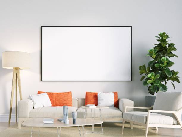 istock mock up poster frame in modern interior wood floor concrete wall background, Scandinavian style, Loft style, 3D render 1429244903